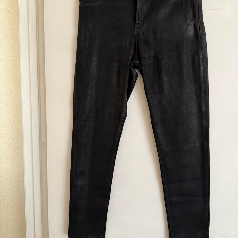 Sarah & George Coated Black Skinny Jeans Sleek Fit